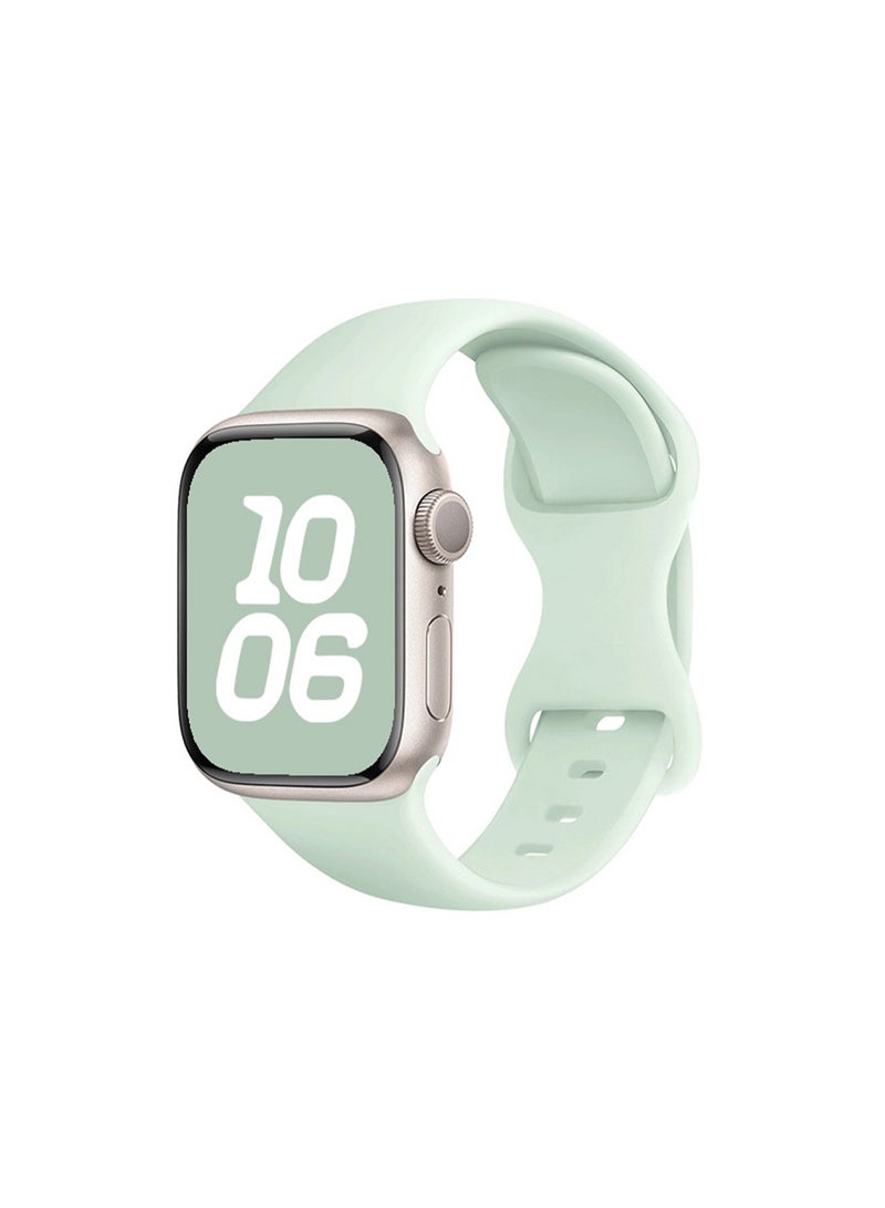 Mint Green 42/44/45/49mm Compatible With Apple Watch erfly Buckle, Suitable For Men And Women, Silicone Eight-Shaped Buckle Strap Wristband Compatible With Iwatch Full Series - Image 1